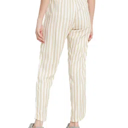 METTLE White & Beige Cotton Striped Trackpants image 2