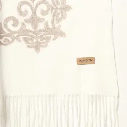 Mafadeny White Regular Fit Embroidered Stole image 3