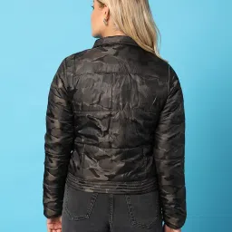 Campus Sutra Black Camo Print Bomber Jacket image 2