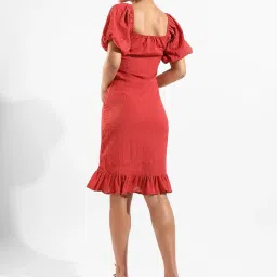 Campus Sutra Orange Polyester Regular Fit Bodycon Dress image 2