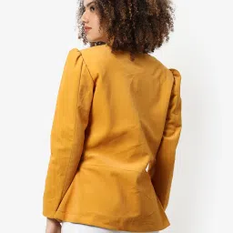 Campus Sutra Yellow Polyester Regular Fit Blazer image 2
