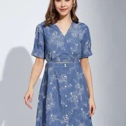 Latin Quarters Blue Embroidered Casual Dress-picture-36