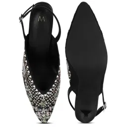 W Women's Wmaria Black Back Strap Stilettos image 2