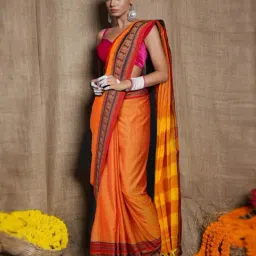 Unnati Silks Orange Woven Design Saree With Unstitched Blouse-image-72