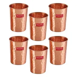 HAZEL 'Hammered Finish' Brown Copper Amrapali Tumbler (0.3 L) - Set of 6-image-5
