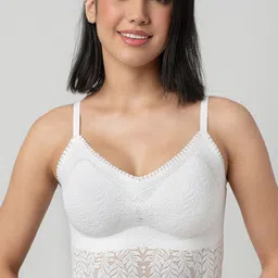 bodyline Women Self-Designed Lace-Trim Padded Scalloped Neck Camisoles-image-34