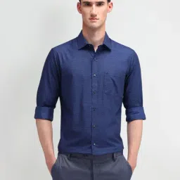 Arrow Blue Cotton Regular Fit Printed Shirt-image-51