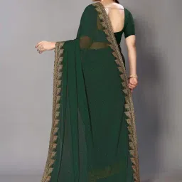 FABMORA Green Embellished Saree With Unstitched Blouse image 2