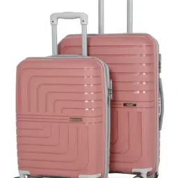 Teakwood Leathers Lkey Rose Gold Textured Medium Hard Sided Checked Luggage Set of 2 - 55, 65cm-image-59
