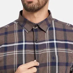 METTLE Brown Regular Fit Check Shirt image 4
