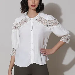 Label Ritu Kumar White Lace Shirt image 1