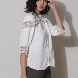 Label Ritu Kumar White Lace Shirt image 3