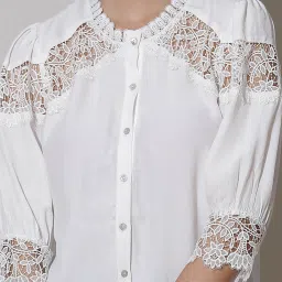 Label Ritu Kumar White Lace Shirt image 5