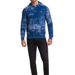 Being Human Ocean Blue Cotton Regular Fit Printed Hooded Sweatshirts image 5