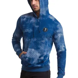 Being Human Ocean Blue Cotton Regular Fit Printed Hooded Sweatshirts image 3