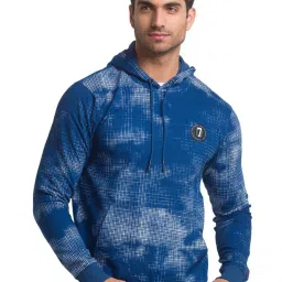 Being Human Ocean Blue Cotton Regular Fit Printed Hooded Sweatshirts image 1