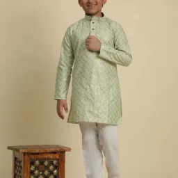 Pro-Ethic Style Developer Boys Green Cotton Jacquard Full Sleeves Kurta Sets image 2
