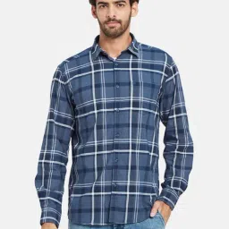 METTLE Blue Regular Fit Check Shirt-image-0