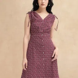 RAREISM Brown Cotton Printed Sleeveless Dress-picture-32