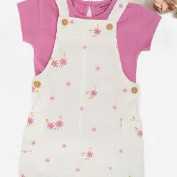 Pantaloons Baby Girls Snow White Floral Print Dungaree Set-picture-37