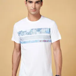 SF Jeans by Pantaloons White Slim Fit Printed Crew T-Shirt-image-36