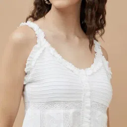 ginger by lifestyle Ginger White Cotton Regular Fit Top image 5