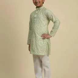 Pro-Ethic Style Developer Boys Green Cotton Jacquard Full Sleeves Kurta Sets image 3