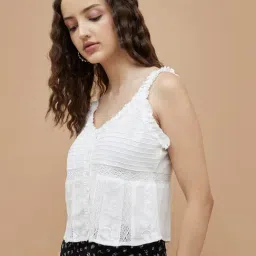 ginger by lifestyle Ginger White Cotton Regular Fit Top image 3