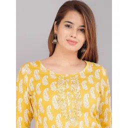 HIGHLIGHT FASHION EXPORT Yellow Cotton Printed Straight Kurta image 5