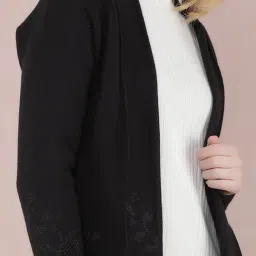 Crimsoune Club Black Self Design Long Shrug image 5