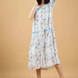 The Kaftan Company White Printed Night Dress-picture-36