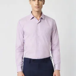 Van Heusen Purple Cotton Slim Fit Self Pattern Shirt-picture-40