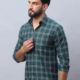 Indian Needle Green Regular Fit Checks Shirt-picture-21