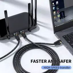 Techut 5mtr Cat 7 Flat Ethernet Cable 10GB Shielded (Stp) Lan Internet Network Cable Cat7 image 2