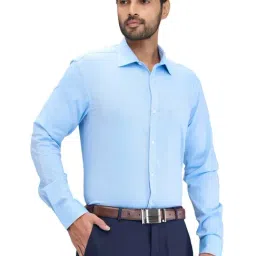 Park Avenue Blue Slim Fit Texture Shirt image 4