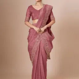 Saree Mall Mauve Chiffon Embroidery Saree with Blouse Piece-picture-16