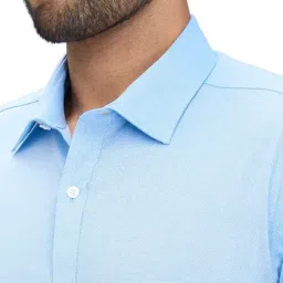 Park Avenue Blue Slim Fit Texture Shirt image 5
