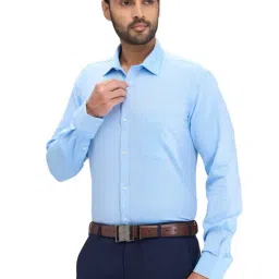 Park Avenue Blue Slim Fit Texture Shirt image 3