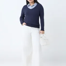 Gia by Westside Navy Collared Sweater image 3