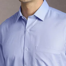 Luxure by Louis Philippe Men Textured Spread Collar Cotton Formal Shirt image 4