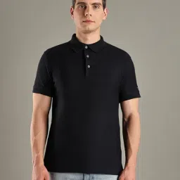 TOMMY HILFIGER Navy Solid Slim Fit Cotton Polo T-Shirt-picture-32