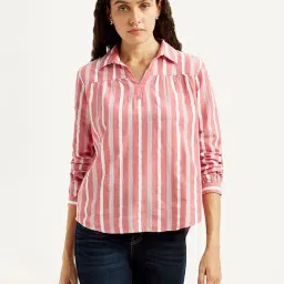 Levi's Pink Cotton Relaxed Fit Striped Top image 4