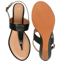 W Women's Wrachel Black T-Strap Wedges image 2