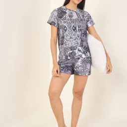 Sweet Dreams Black Polyester Geometric Shorts Set-image-31