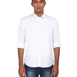 AD by Arvind White Cotton Regular Fit Printed Shirt image 1
