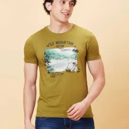 Being Human Olive Slim Fit Crew T-Shirt-image-0
