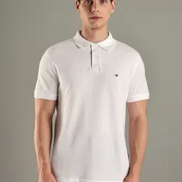 TOMMY HILFIGER White Solid Regular Fit Cotton Polo T-Shirt-picture-15