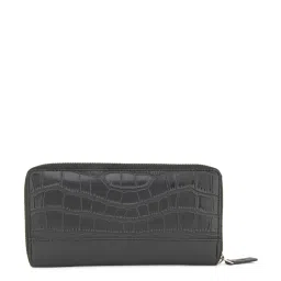 Caprese Black Textured Zip Around Wallet for Women image 3
