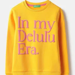 United Colors of Benetton Girls Yellow Graphic Sweatshirt-image-25