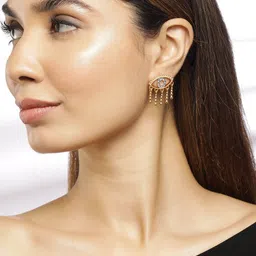 Rubans 18K Gold-Plated Blue Stone & Cubic Zirconia Studded Evil Eye Stud Earrings image 2